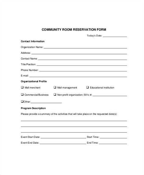 Hunter Community Room Reservation Inquiry Form.